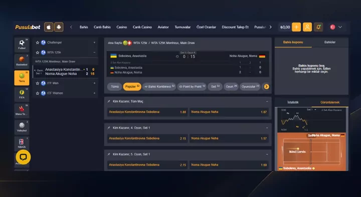 Pusulabet tenis bahisleri ekranı